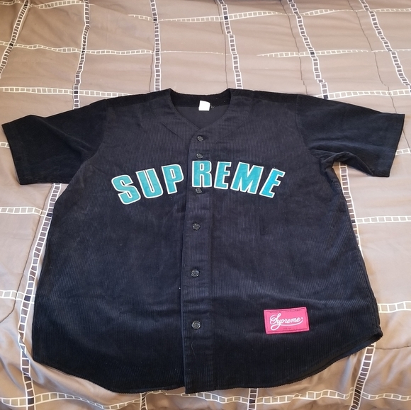supreme corduroy baseball jersey